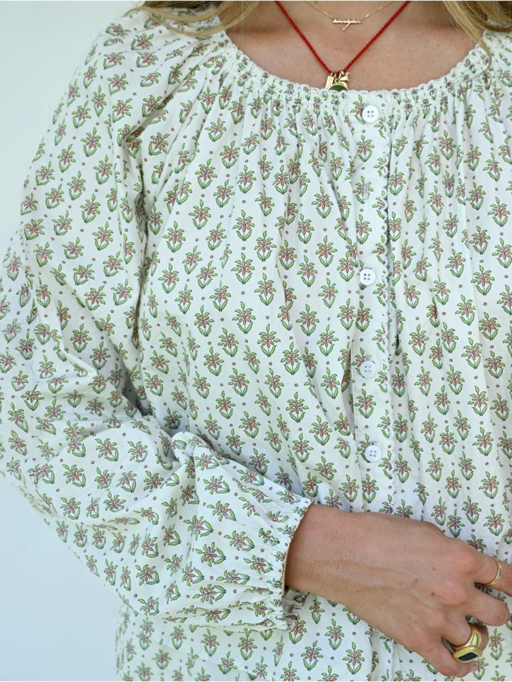 FEW MODA X Ali Sisto Daniel Wilder 100% Cotton Block Print Floral Blouse